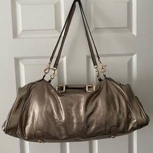 Foley Corinna Metallic Leather Duffle bag purse